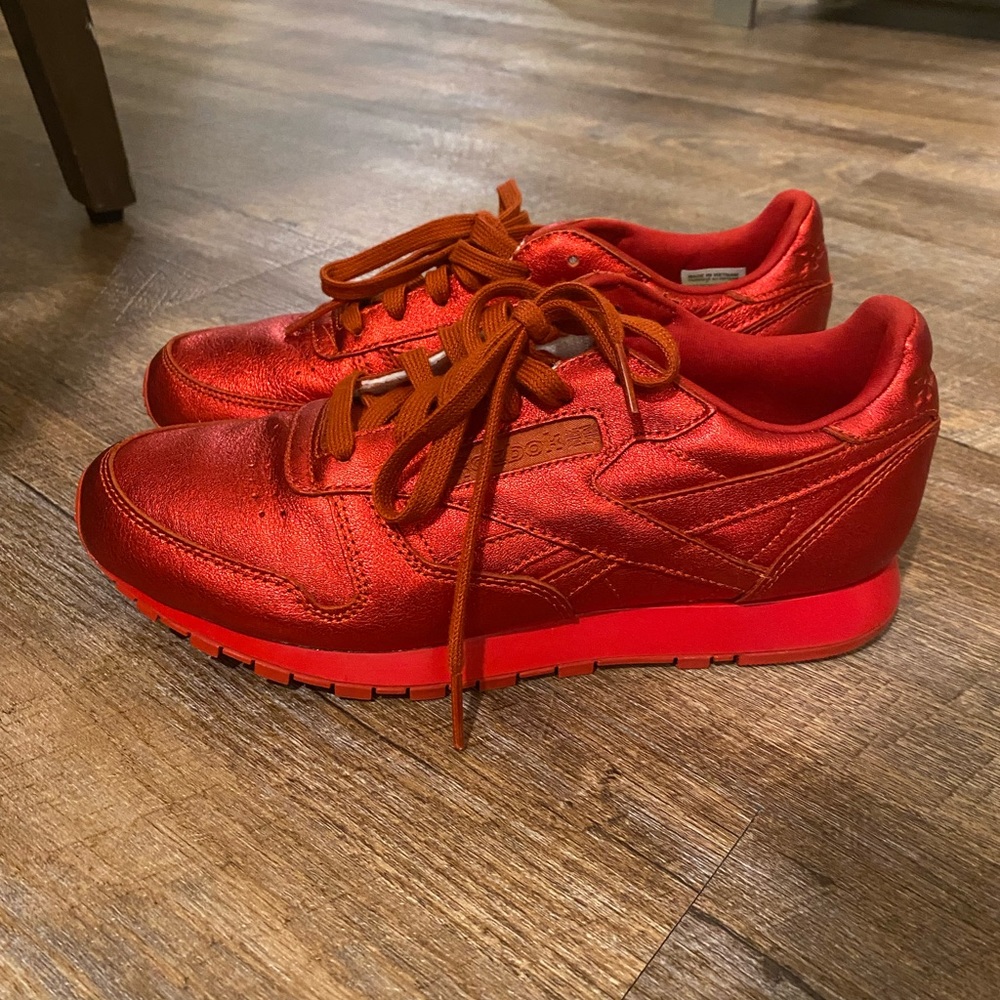 Reebok x Face Stockholm Red Metallic Leather Sneakers